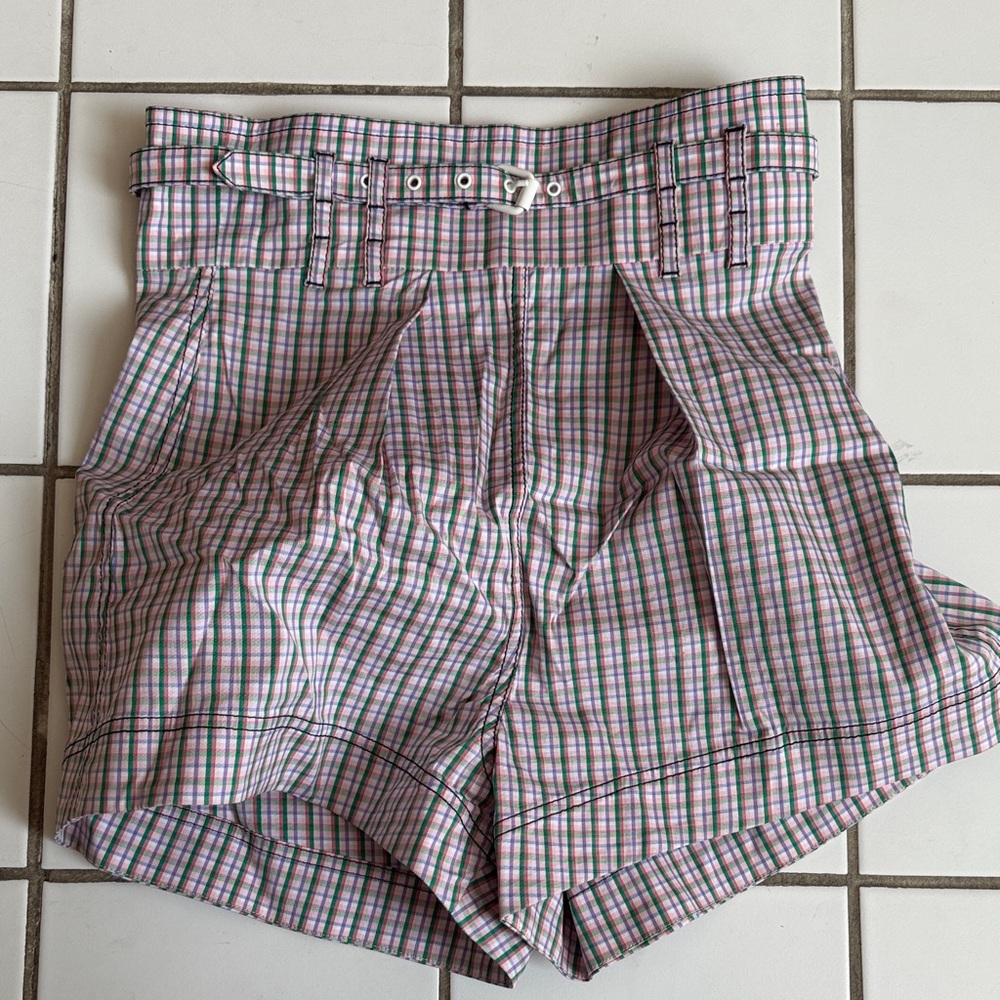 Philosophy di Lorenzo Serafini High Waist Checkered Shorts - Pink, Green, White